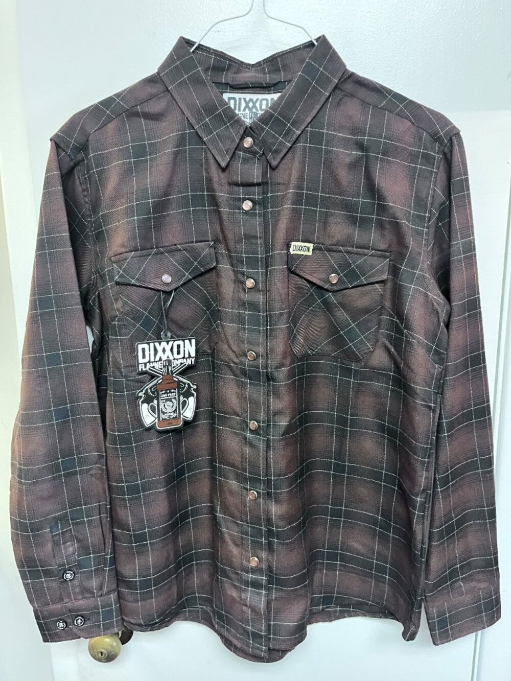 Dixxon Flannel Company Calico Brown Plaid Snap Flannel Shirt NWT Size XL